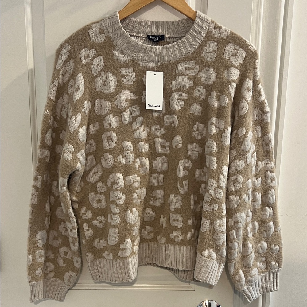 Splendid Tan and Cream Leopard Sweater size L